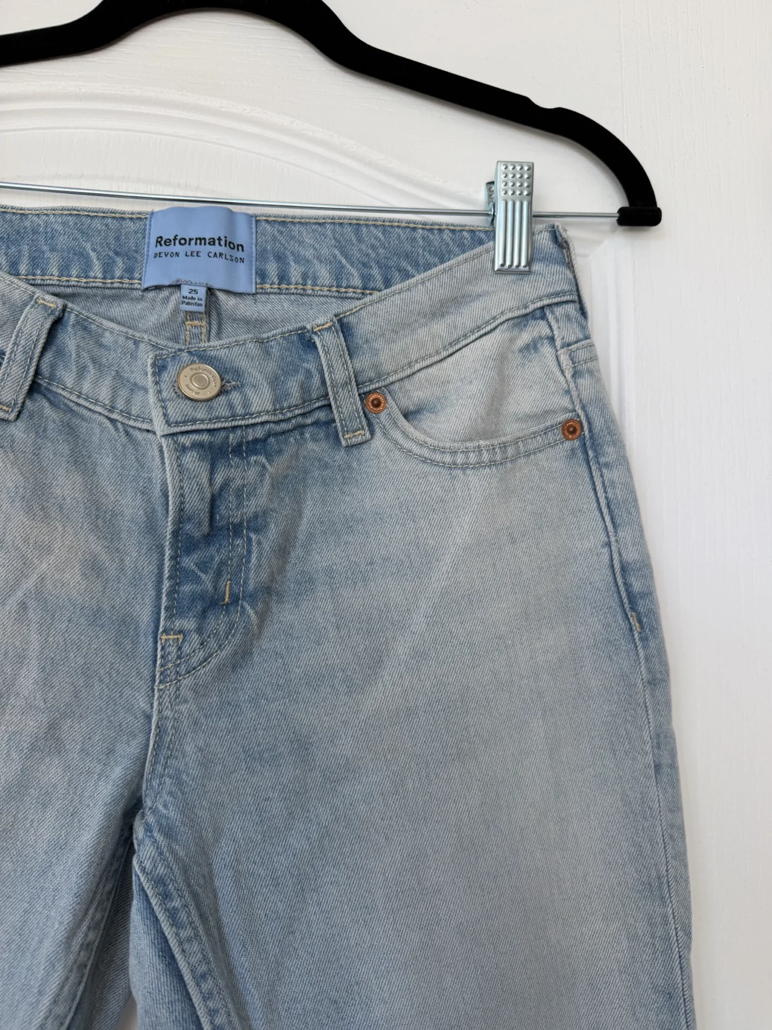 Image for Jean Reformation x Devon Lee Carlson Kenny Low-Rise Bootcut Jeans, size 25