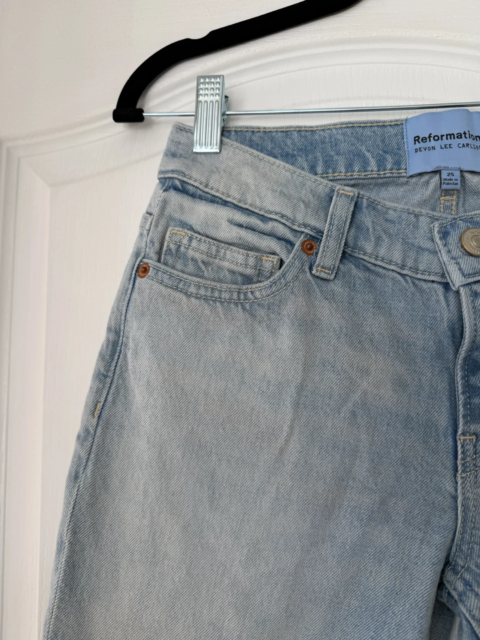 Image for Jean Reformation x Devon Lee Carlson Kenny Low-Rise Bootcut Jeans, size 25