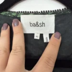 Thumbnail for Bash blouse, size XS, puff-sleeved, green and black