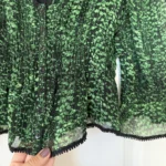 Thumbnail for Bash blouse, size XS, puff-sleeved, green and black