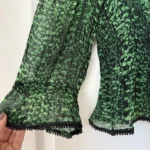 Thumbnail for Bash blouse, size XS, puff-sleeved, green and black