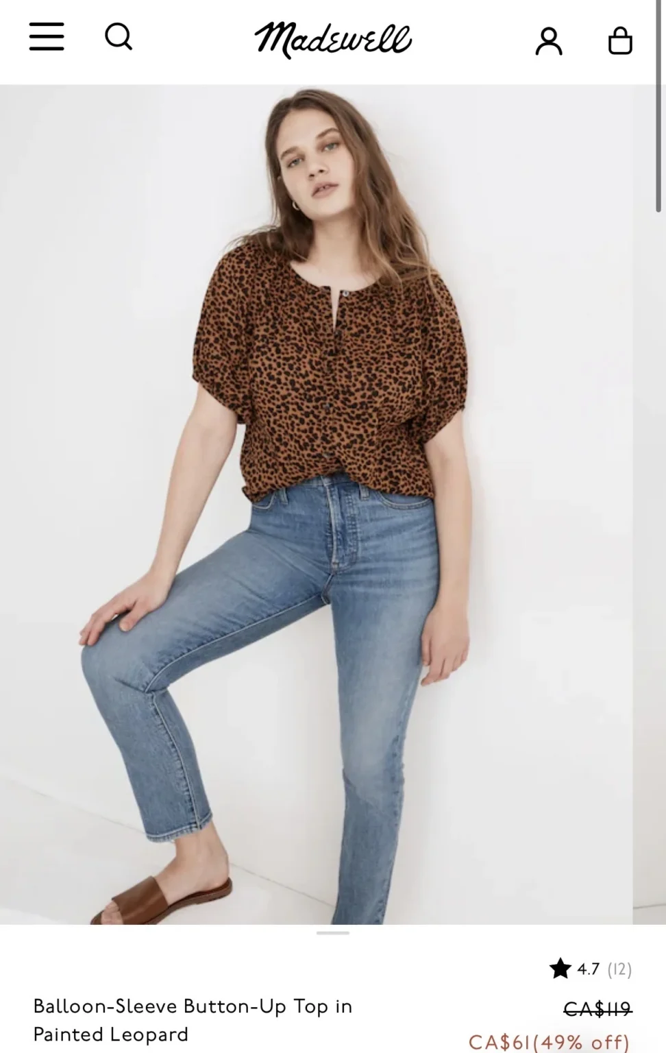 Image for Blouse Madewell taille L léopard marron
