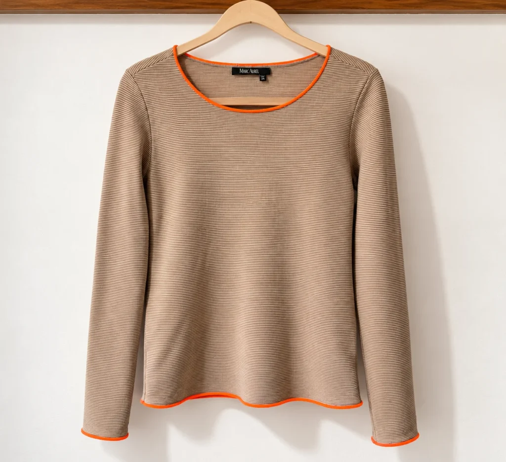 Featured image for ✨ MARC AUREL | Textured jumper with neon orange accents | XS (34)