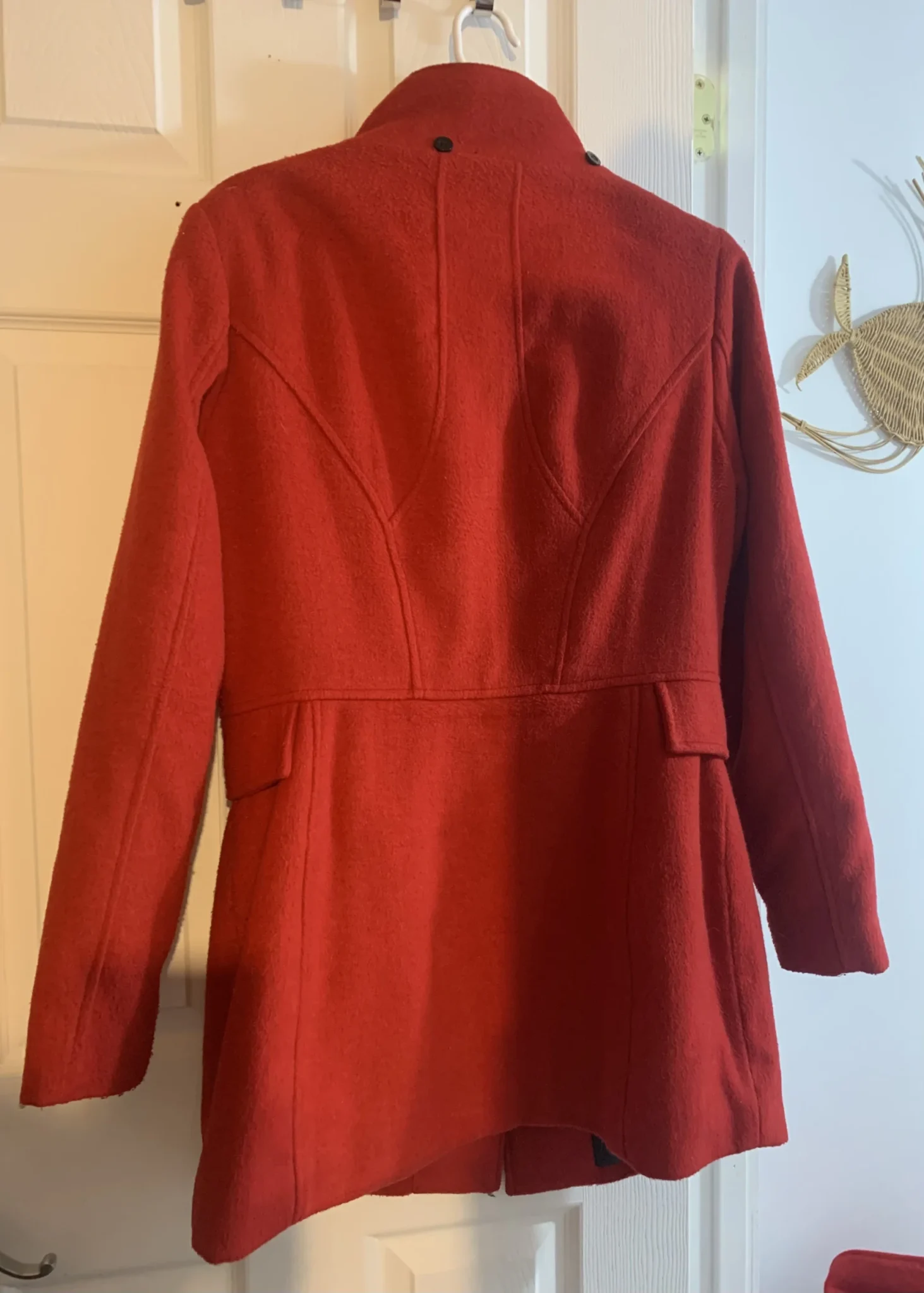 Image for Manteau vintage mi-long d'automne/hiver rouge San Francisco (Taille M)