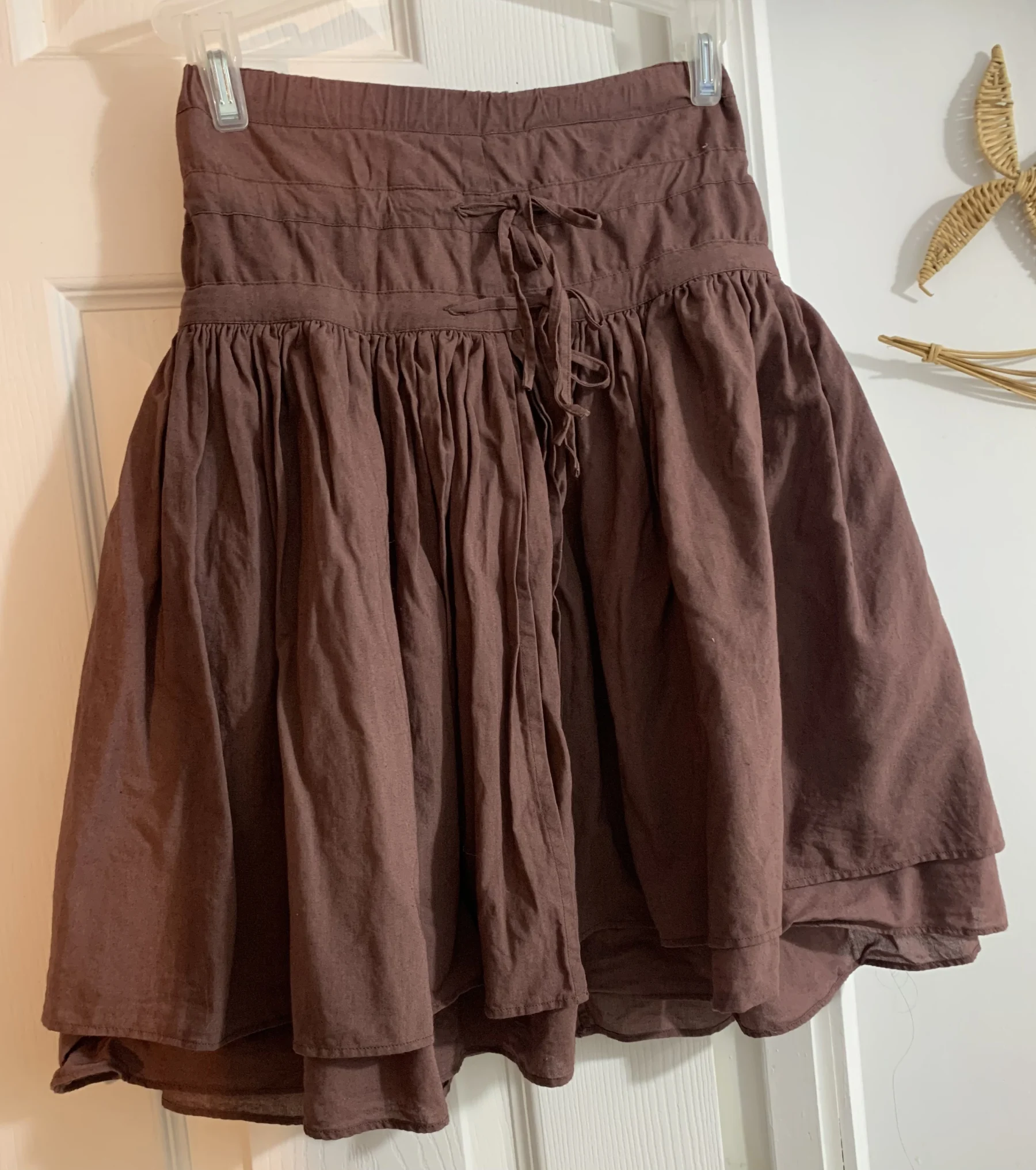 Jupe chocolat artisanale à volants pour fillette taille 8 ans vintage Vintage seconde main