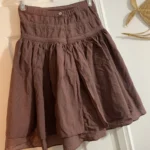 Thumbnail for Handmade chocolate-coloured ruffled skirt for girls, size 8, vintage