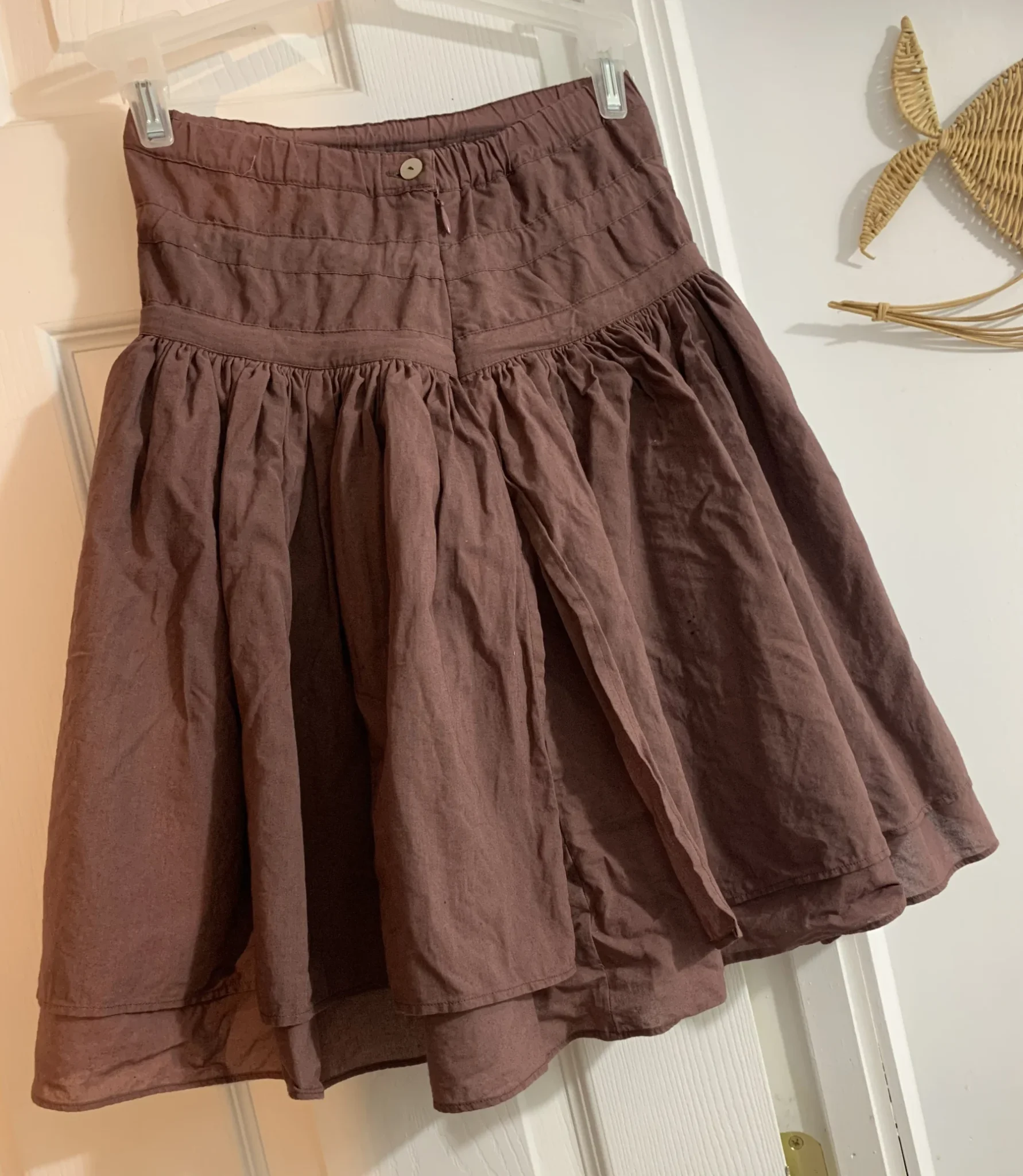 Image for Handmade chocolate-coloured ruffled skirt for girls, size 8, vintage