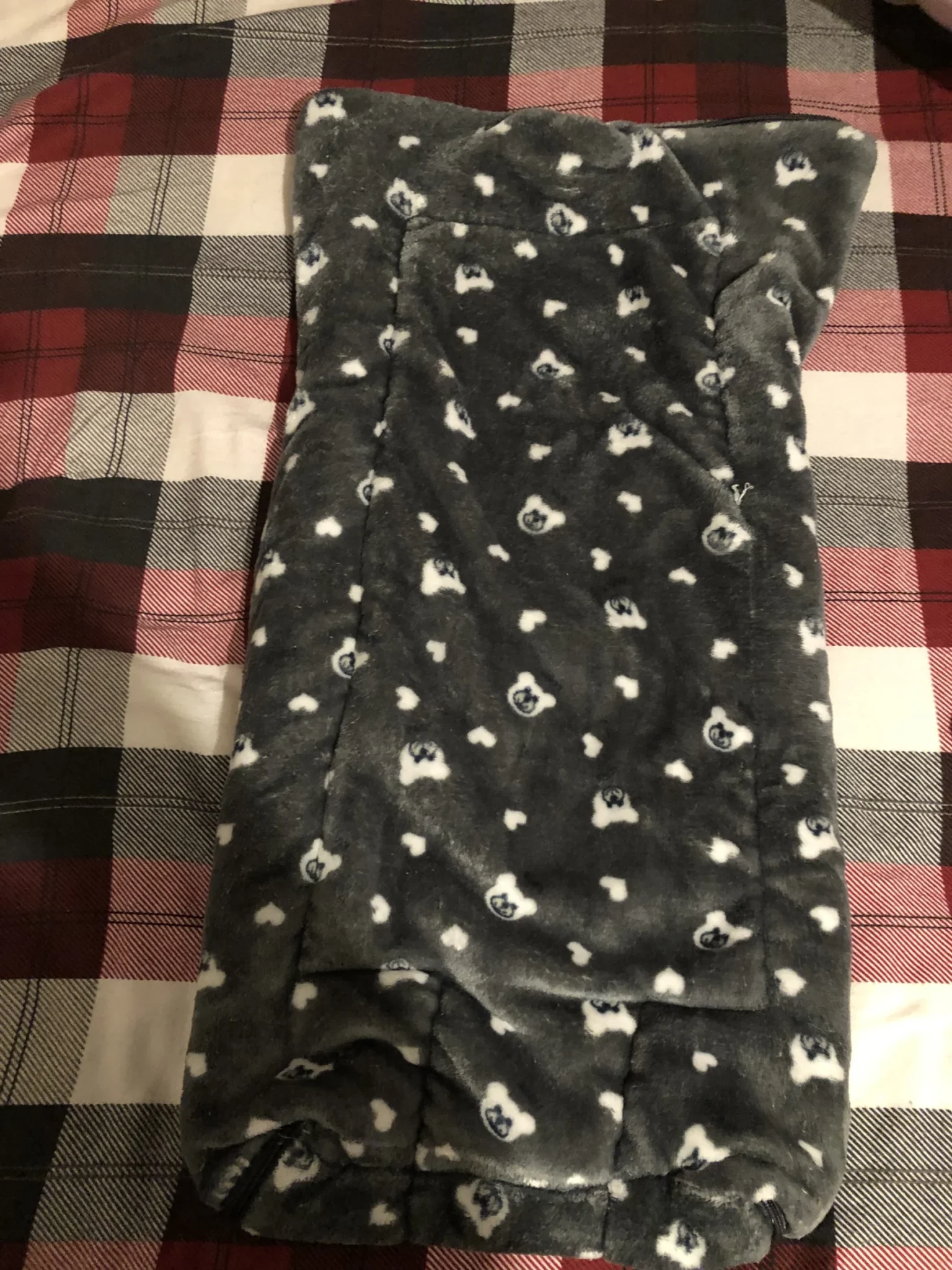 Image for Lovely baby sleeping bag / Warm dark grey fleece cover for babies (0–6 months+) with cute teddy bear designs