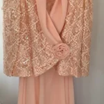 Featured thumbnail for Chic peach-pink jacket and skirt set, for cocktail parties, weddings and Christmas – Michel Antoni