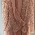 Thumbnail for Chic peach-pink jacket and skirt set, for cocktail parties, weddings and Christmas – Michel Antoni