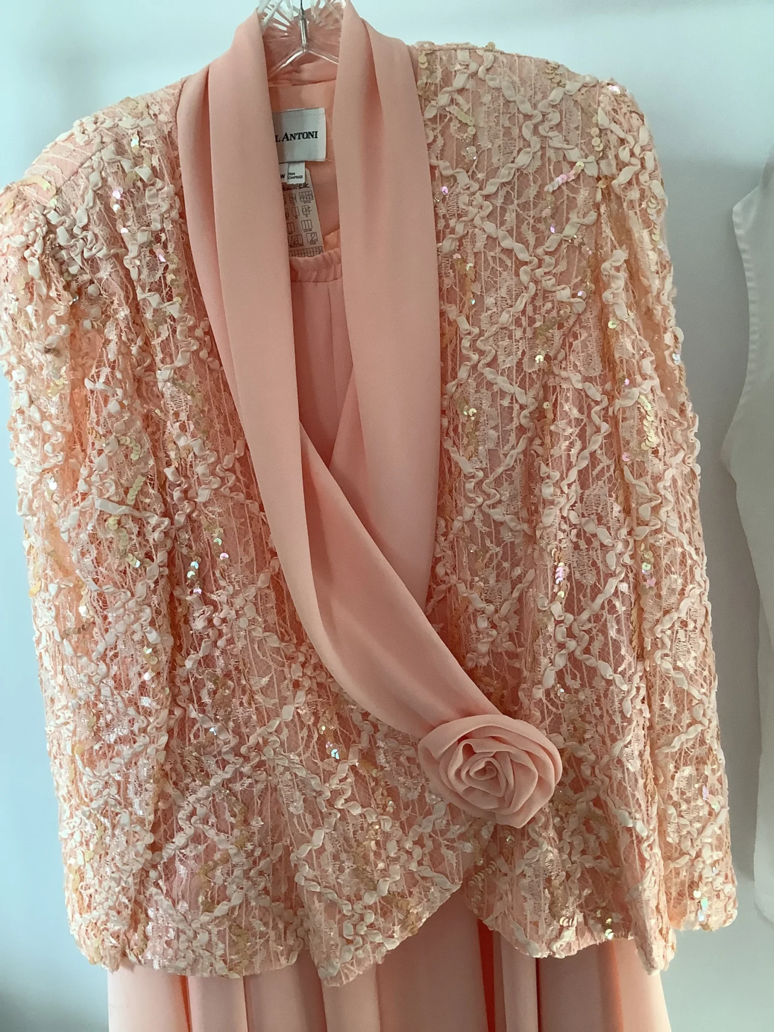 Image for Chic peach-pink jacket and skirt set, for cocktail parties, weddings and Christmas – Michel Antoni