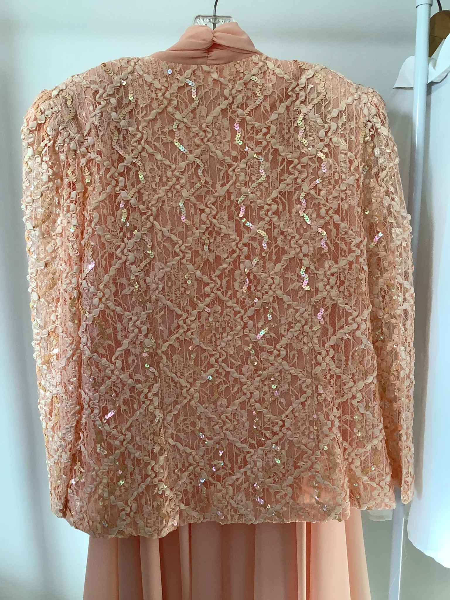 Image for Chic peach-pink jacket and skirt set, for cocktail parties, weddings and Christmas – Michel Antoni