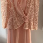 Thumbnail for Chic peach-pink jacket and skirt set, for cocktail parties, weddings and Christmas – Michel Antoni