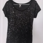 Featured thumbnail for Dynamite Black Sequin Short Sleeve Scoop Neck Top