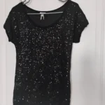 Thumbnail for Dynamite Black Sequin Short Sleeve Scoop Neck Top