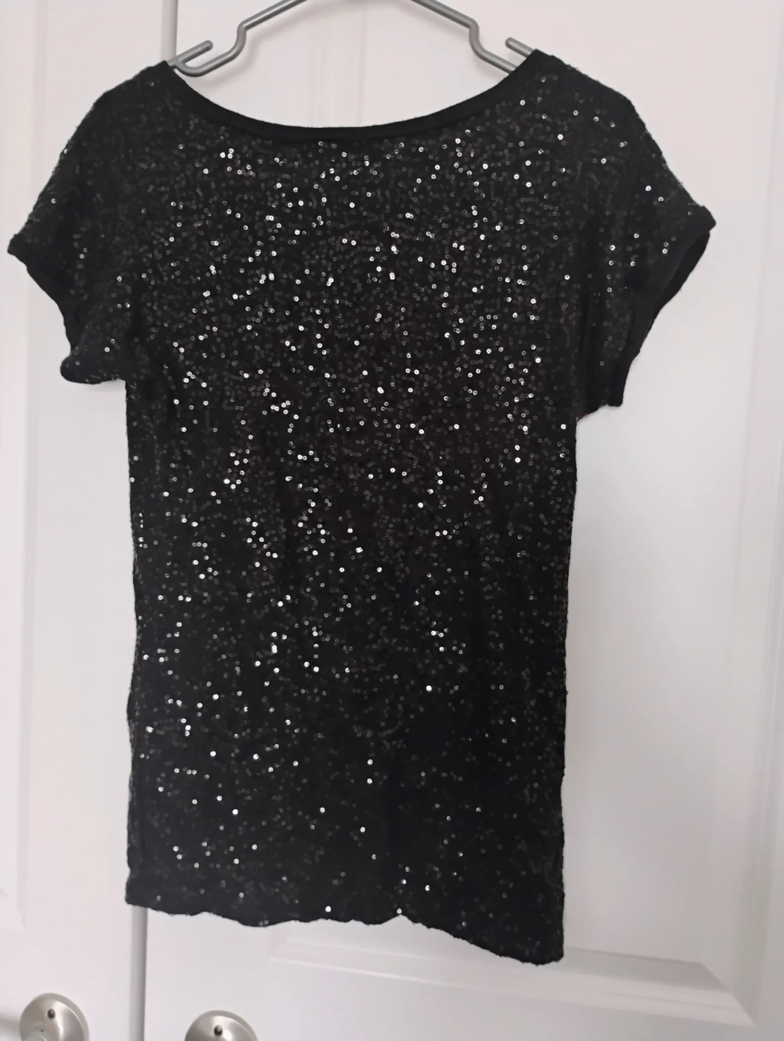 Image for Dynamite Black Sequin Short Sleeve Scoop Neck Top