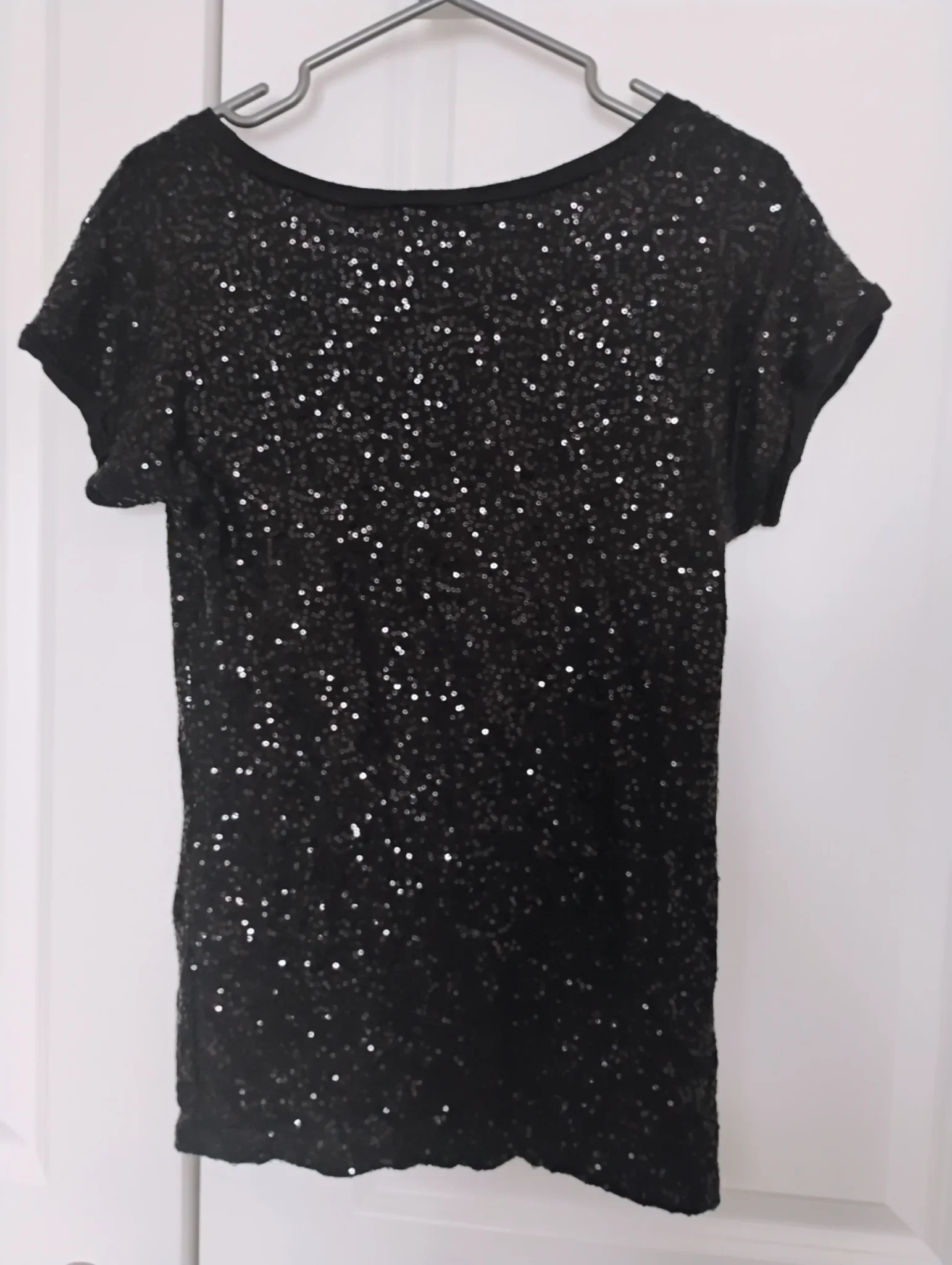 Image for Dynamite Black Sequin Short Sleeve Scoop Neck Top