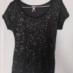 Thumbnail for Dynamite Black Sequin Short Sleeve Scoop Neck Top