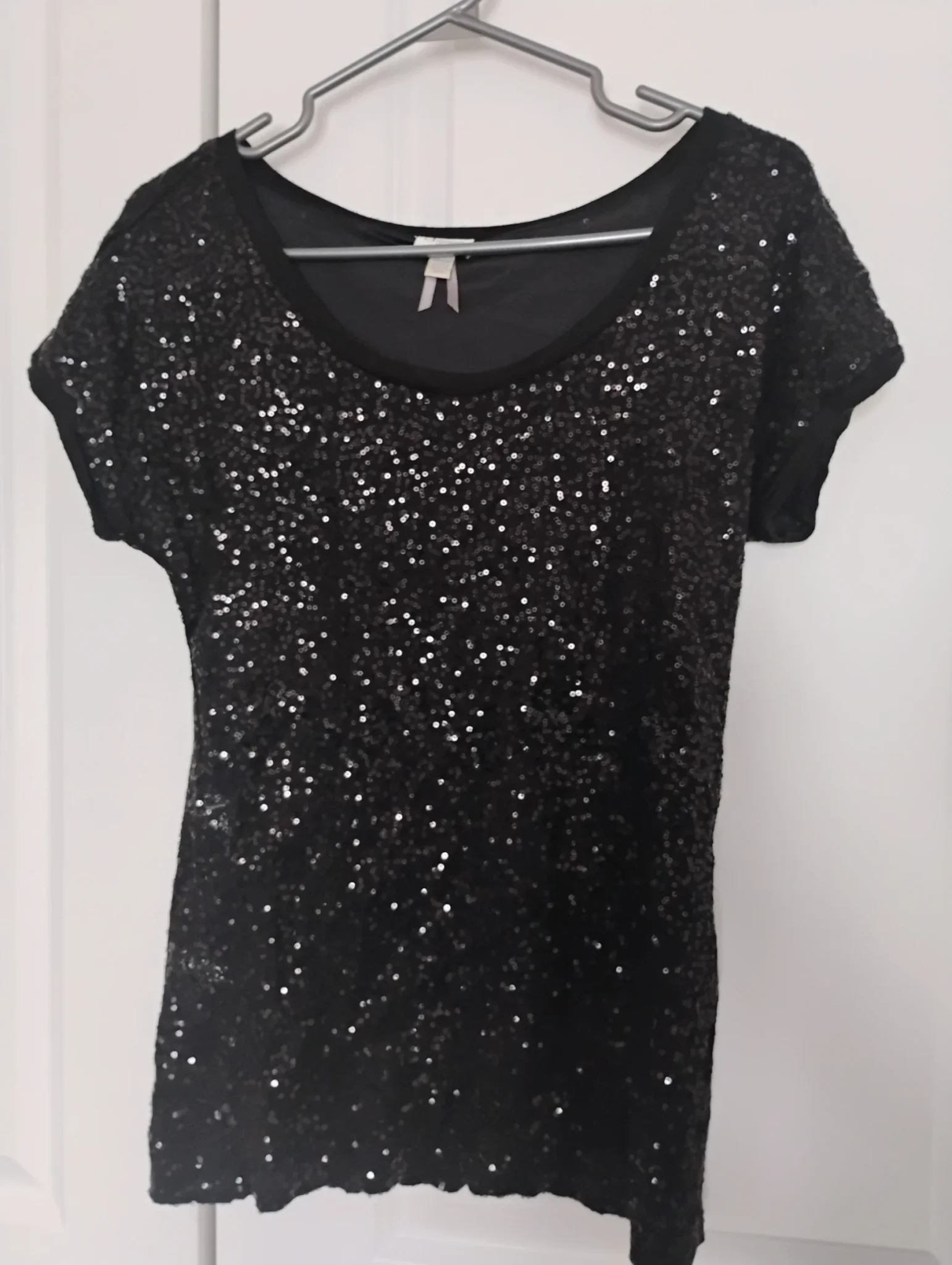 Image for Dynamite Black Sequin Short Sleeve Scoop Neck Top