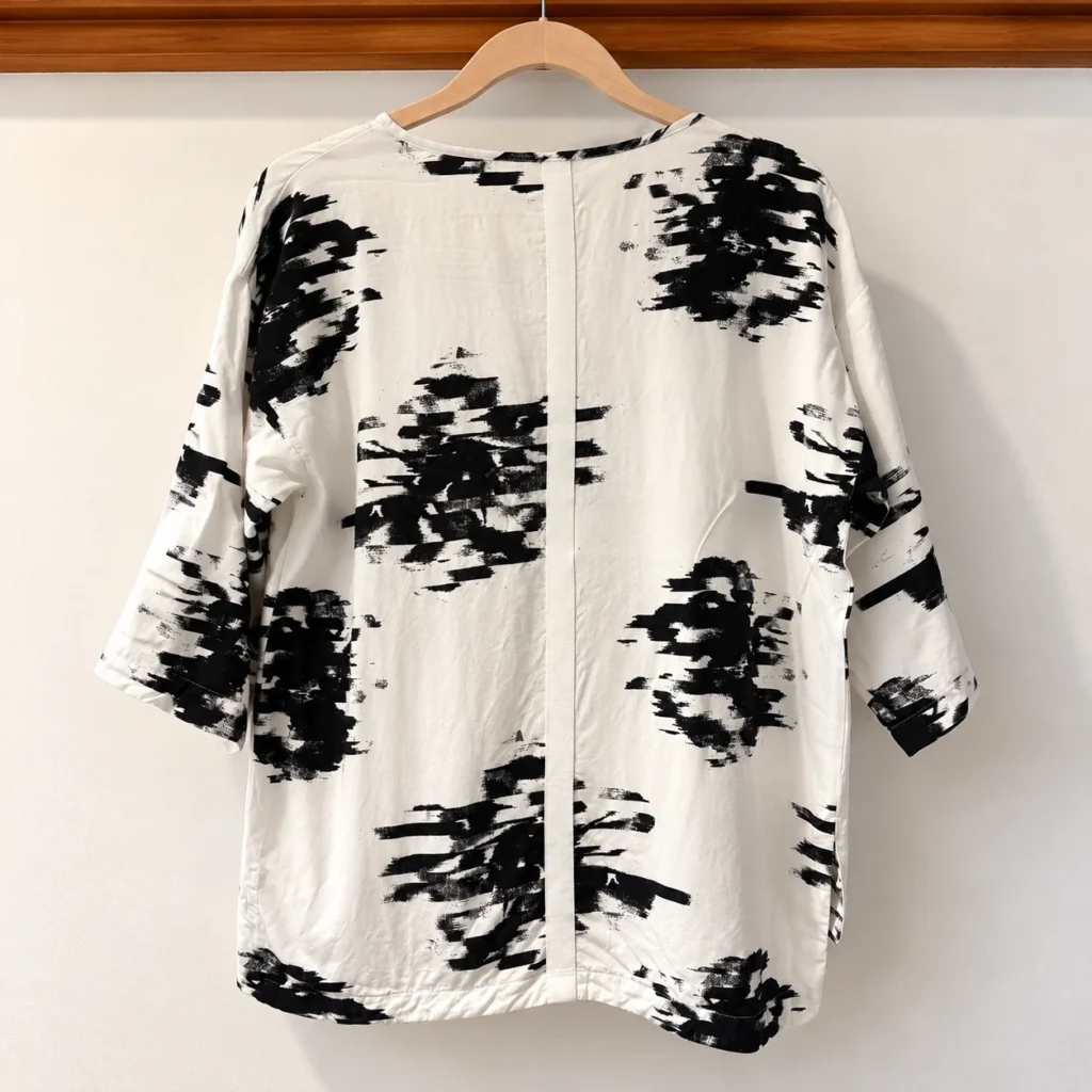 Image for Part Two | Blouse fluide à imprimé abstrait noir et blanc