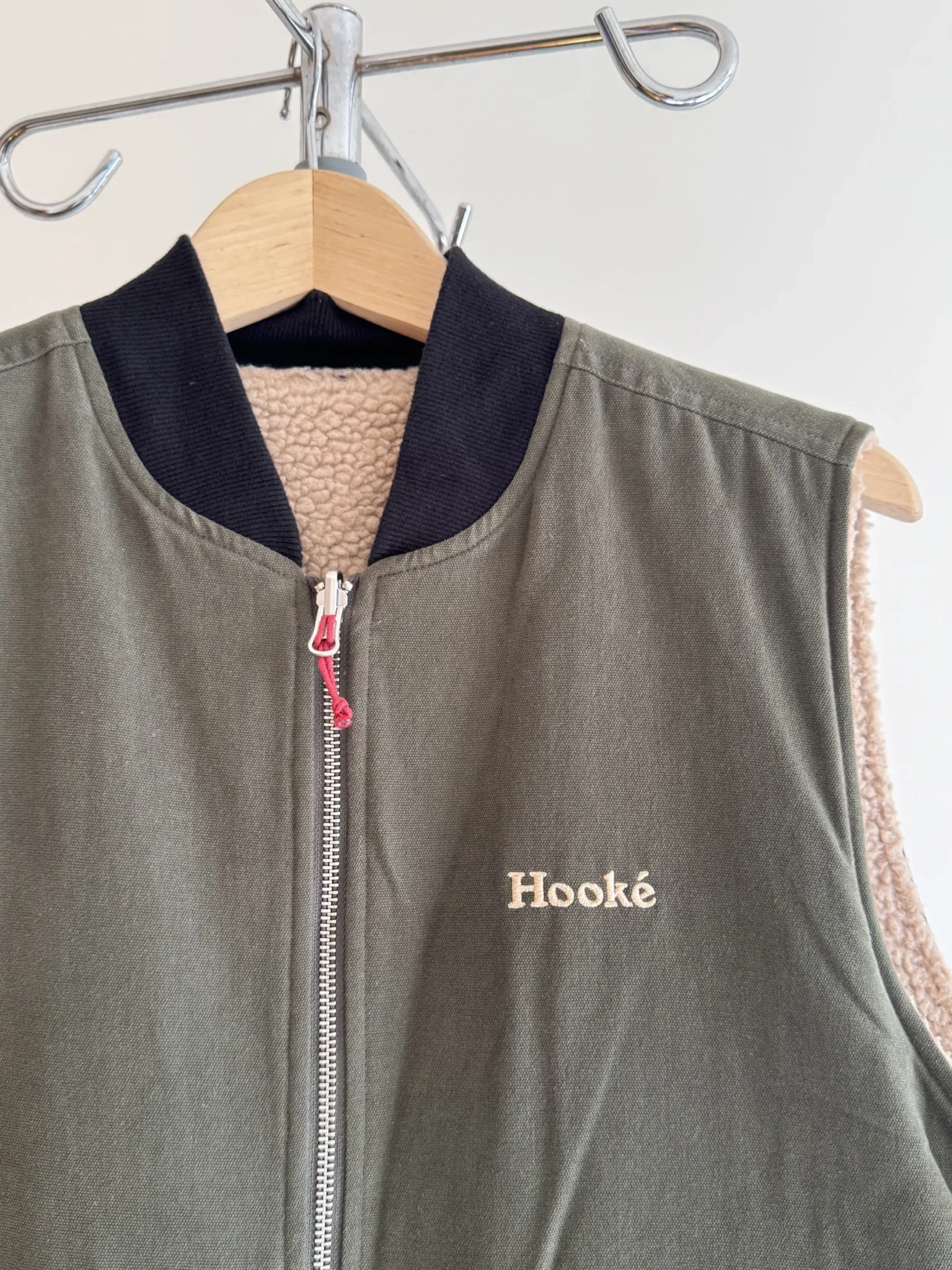 Image for Veste Utilitaire Réversible Verte et Beige Hooké en Sherpa et Canevas Homme Medium