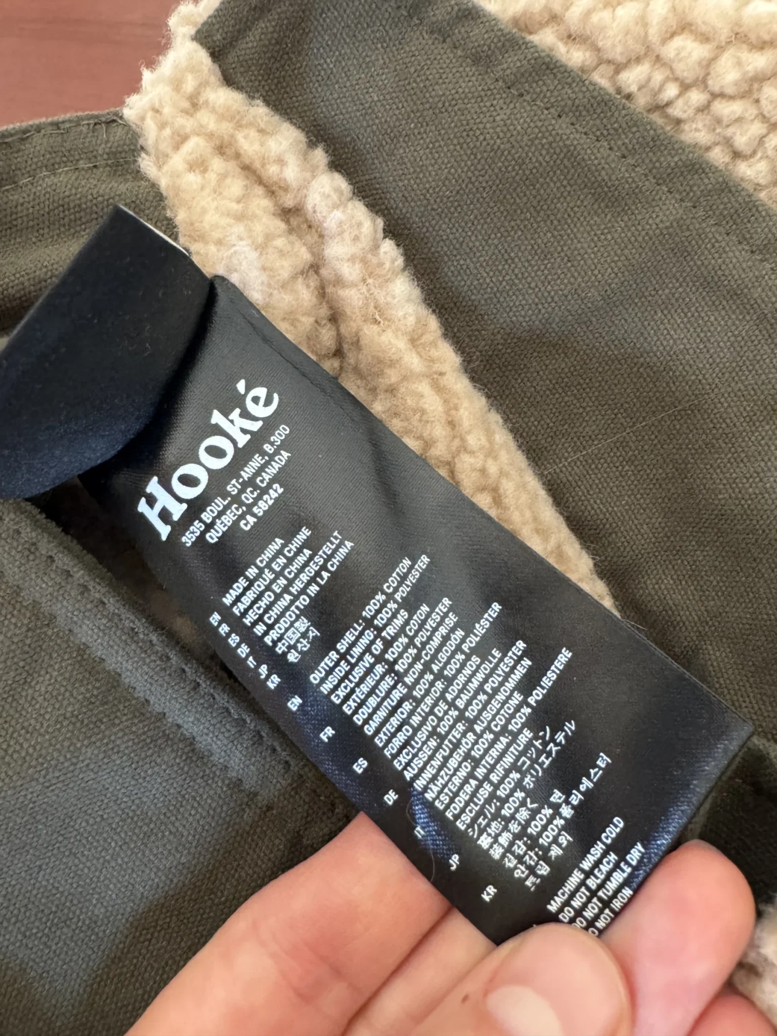 Image for Veste Utilitaire Réversible Verte et Beige Hooké en Sherpa et Canevas Homme Medium