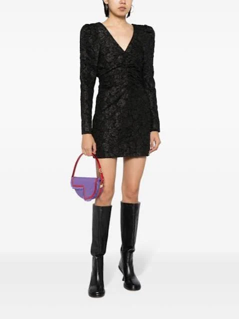 Image for Robe courte drapée GANNI en jacquard noir - NEUVE (Jamais portée)