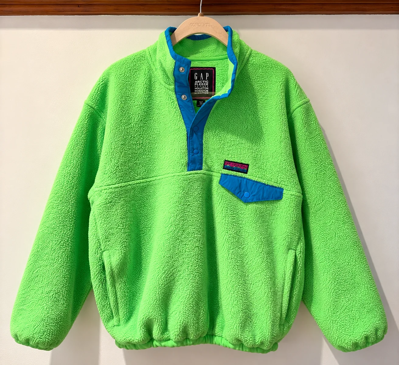 GAP Arctic Fleece – Réédition rétro | Vert lime et bleu turquoise | M 💚 GAP seconde main