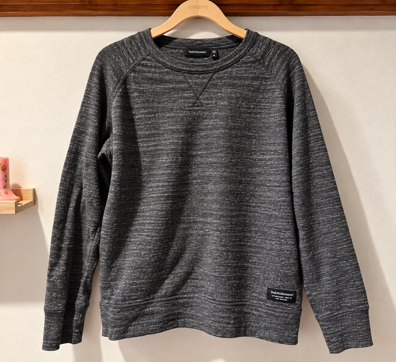 Peak Performance – Chandail 100 % coton gris charcoal chiné – M Peak Performance seconde main