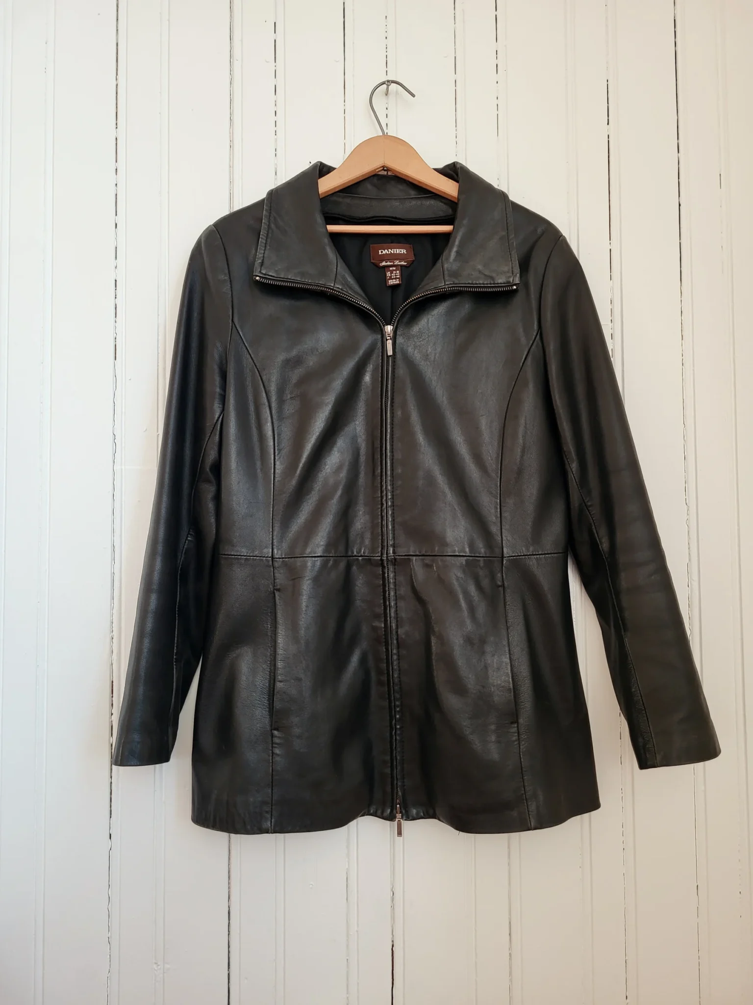 Image for Manteau Danier en cuir italien noir, taille M