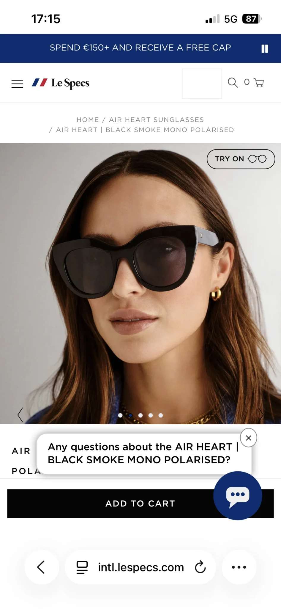 Image for Lunettes de soleil Le Specs Air Heart Noir