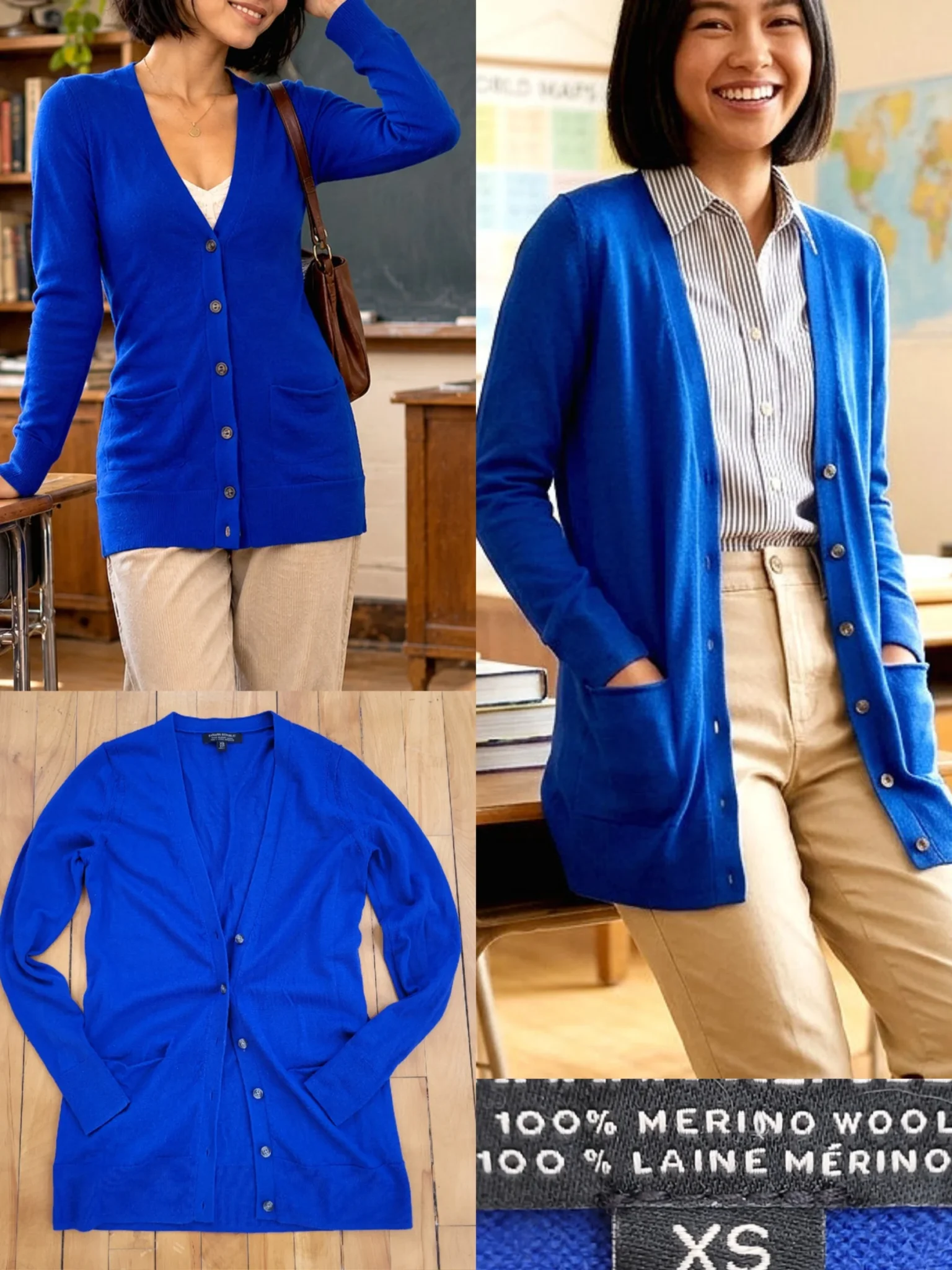 Image for Veste 100% laine mérino bleu royal | Taille XS