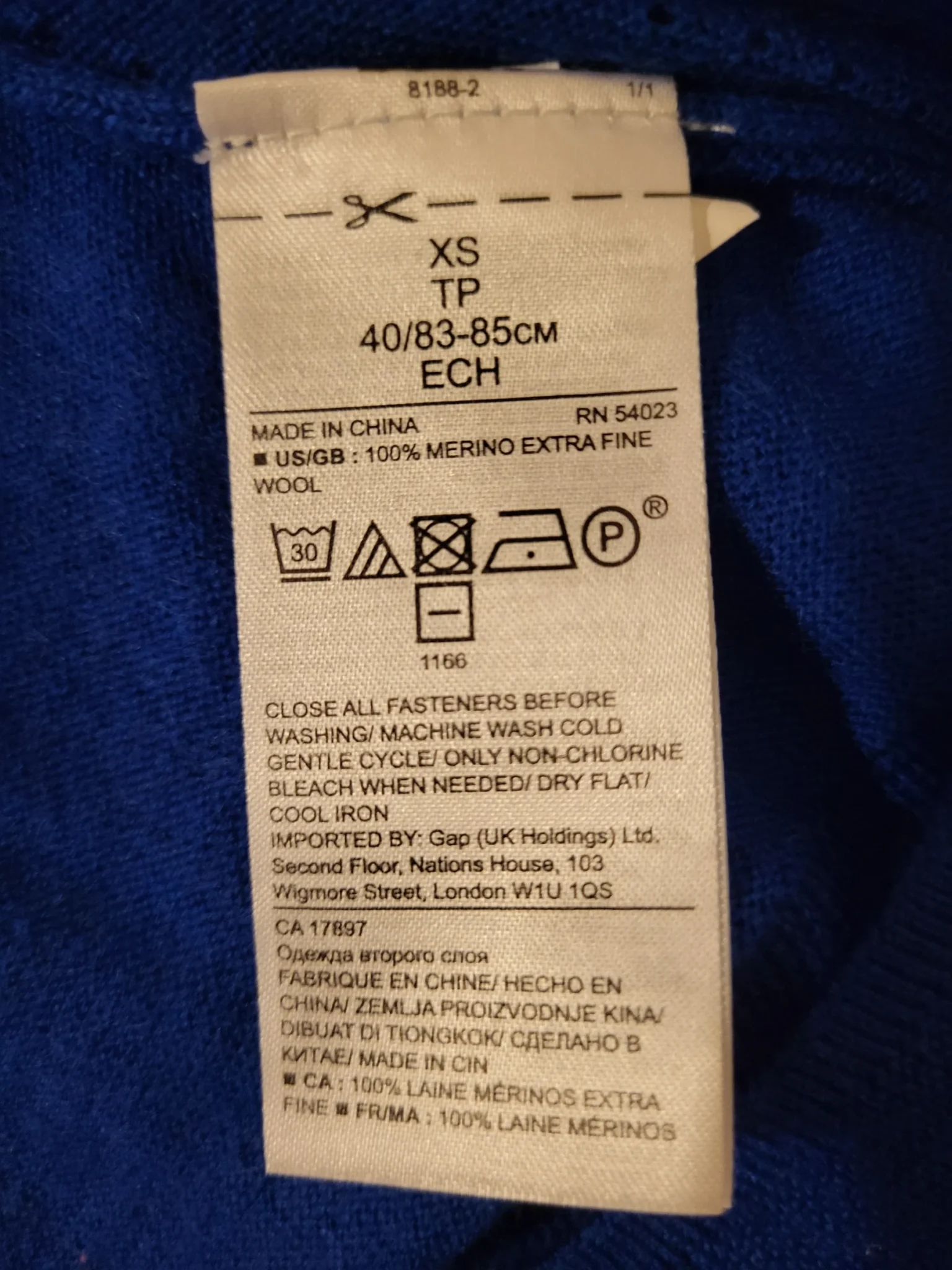 Image for Veste 100% laine mérino bleu royal | Taille XS