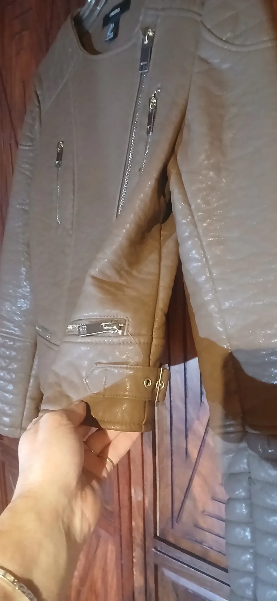 Image for Manteau de cuir taupe