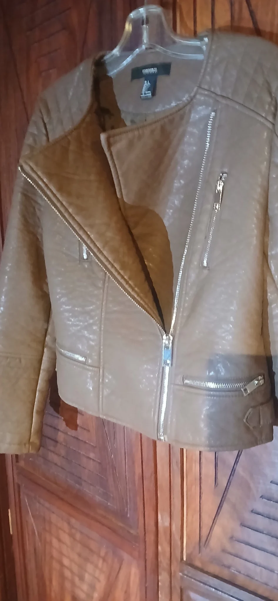Image for Manteau de cuir taupe