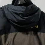 Thumbnail for The North Face hooded winter coat – Black and dark grey, camouflage lining, integrated balaclava.