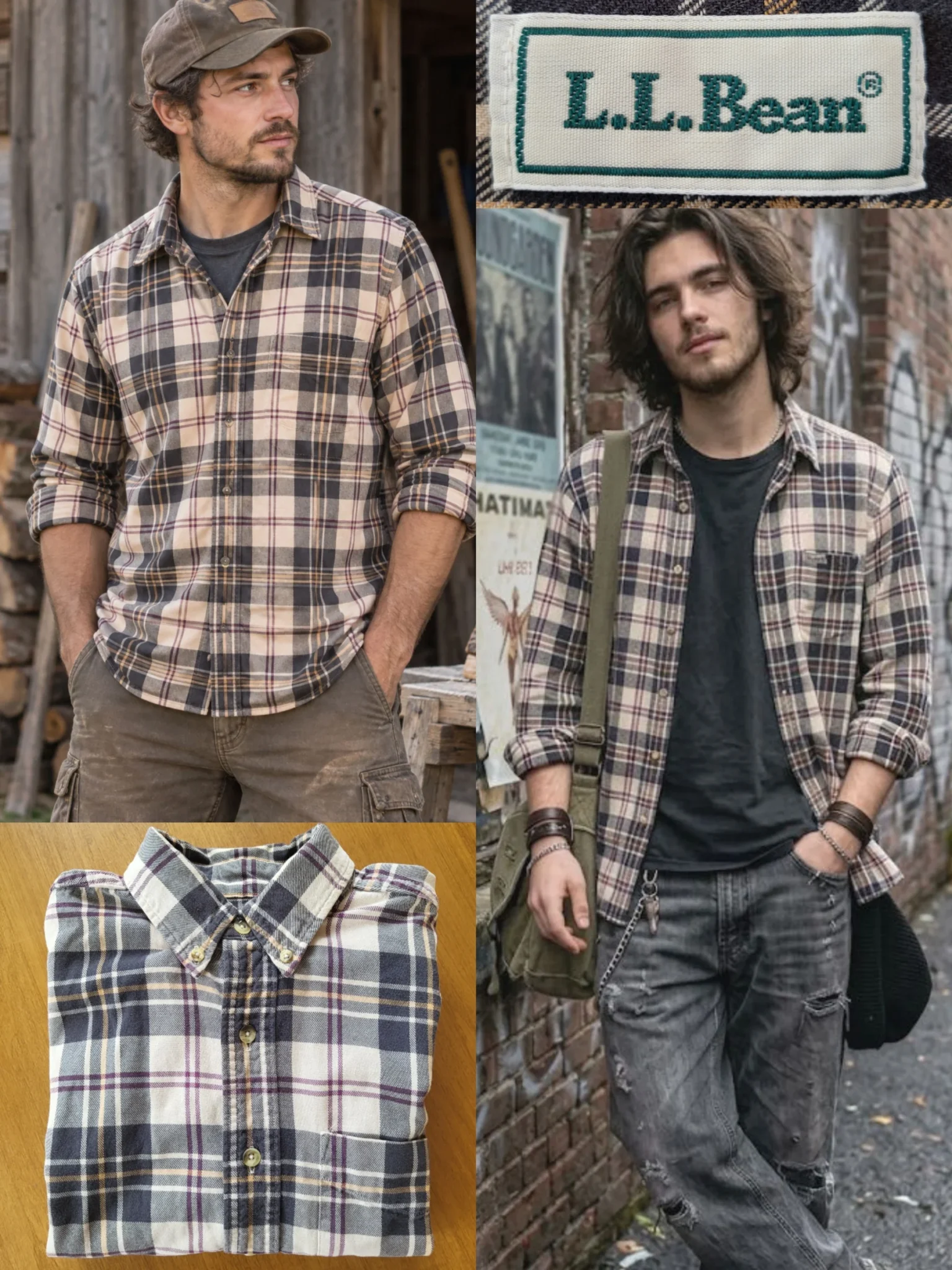 Image for Chemise à carreaux L.L. Bean 100 % coton, fabriquée au Canada