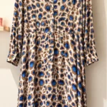 Featured thumbnail for Robe midi Marc Aurel – Léopard bleu cobalt et camel – Taille 36