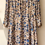 Thumbnail for Robe midi Marc Aurel – Léopard bleu cobalt et camel – Taille 36