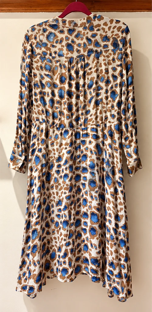 Image for Robe midi Marc Aurel – Léopard bleu cobalt et camel – Taille 36