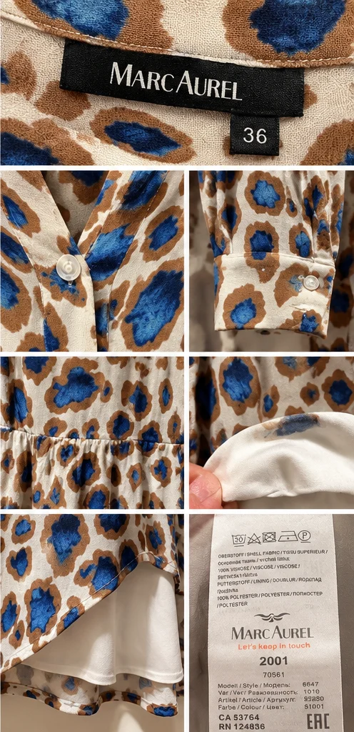 Image for Robe midi Marc Aurel – Léopard bleu cobalt et camel – Taille 36