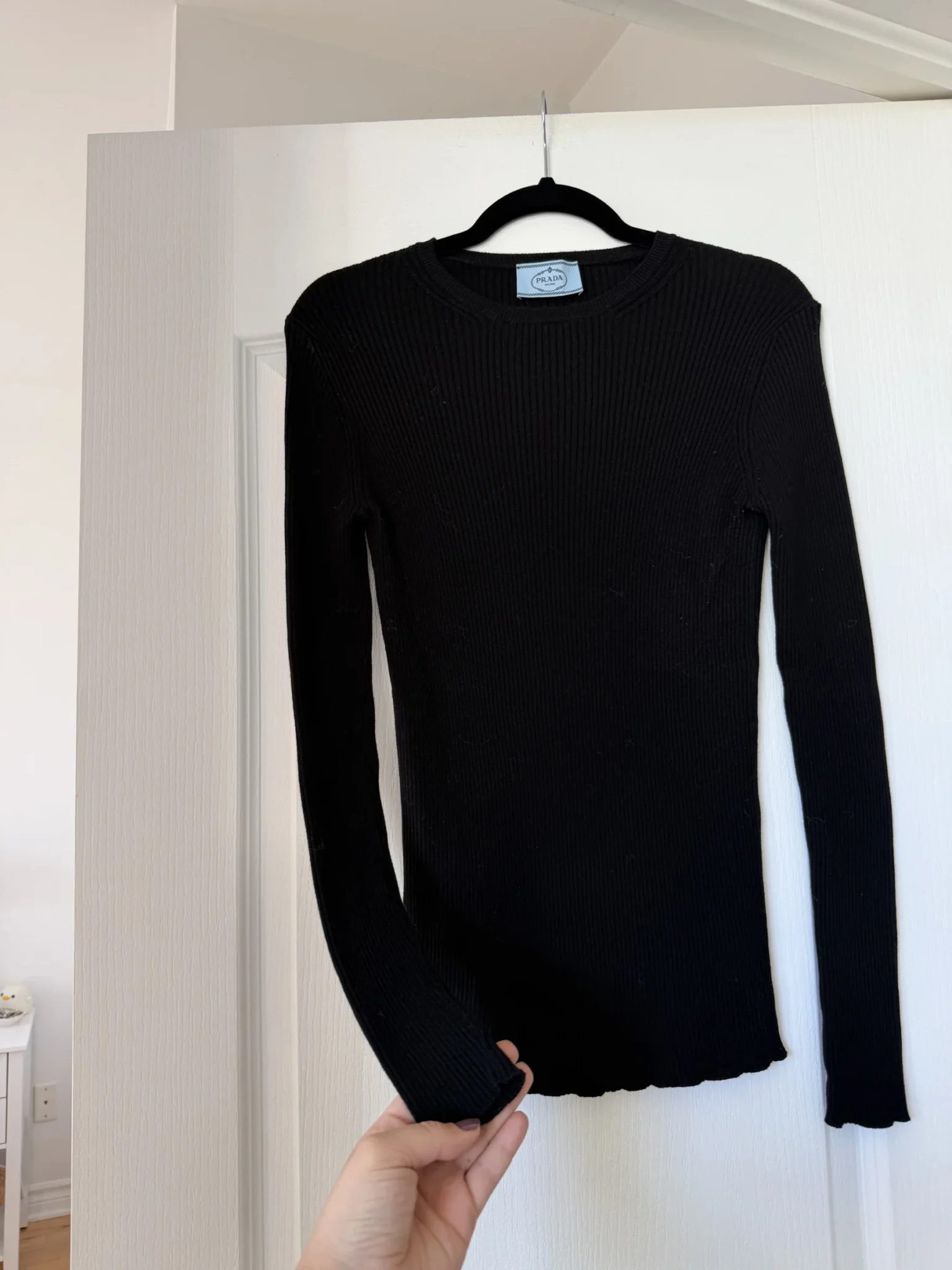 Image for Prada black ribbed jumper for women, size 40
