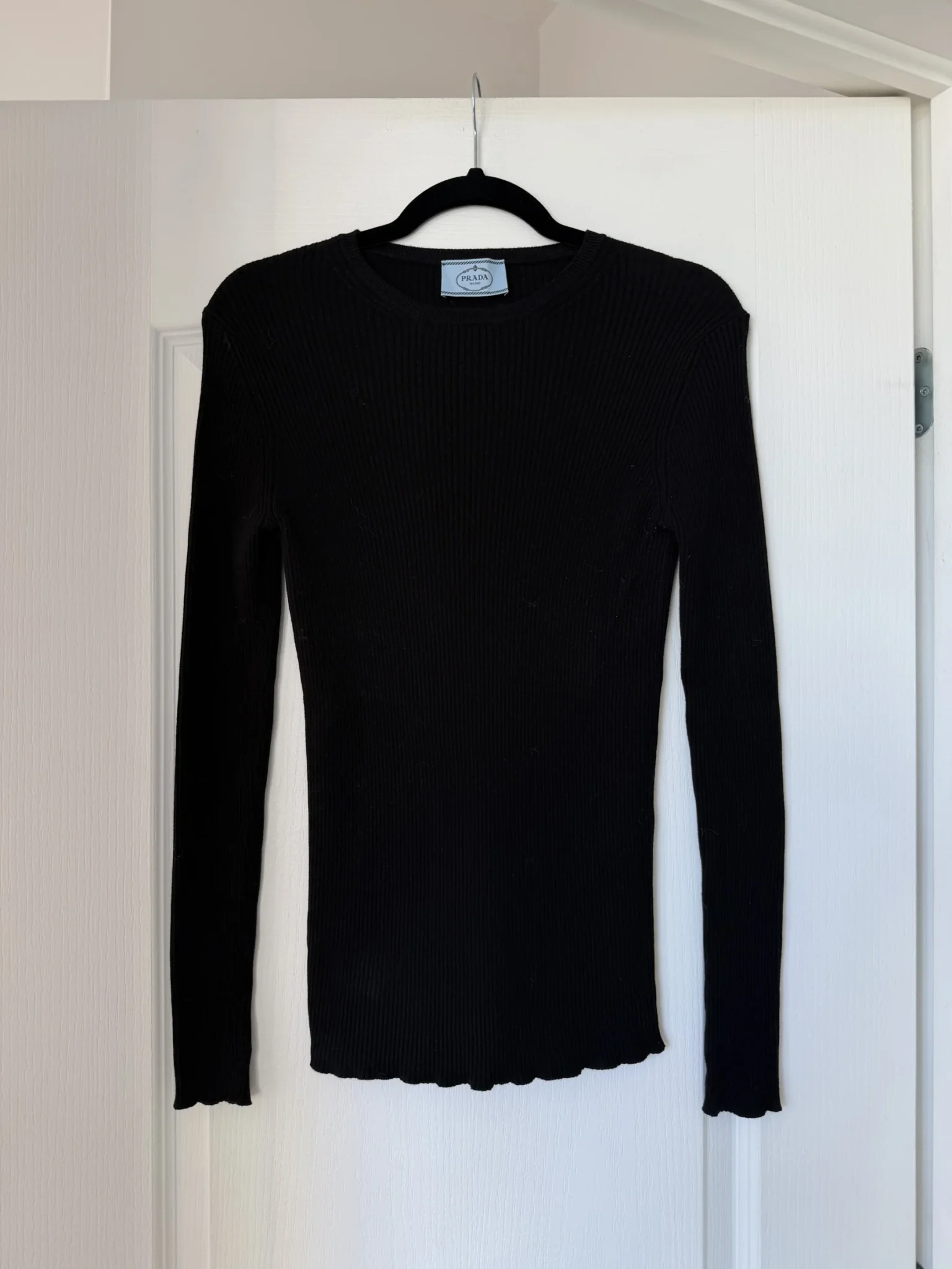 Image for Prada black ribbed jumper for women, size 40
