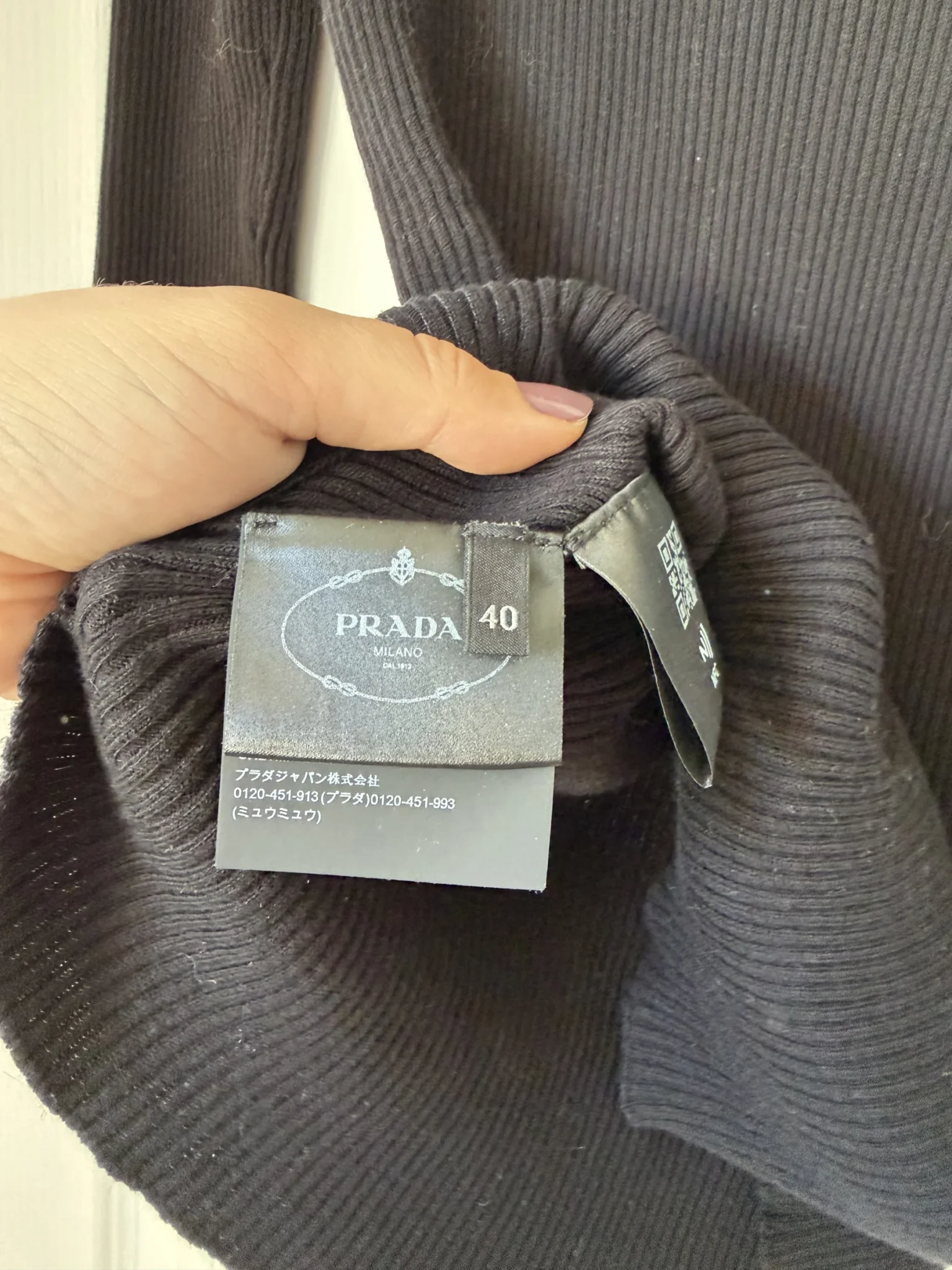 Image for Prada black ribbed jumper for women, size 40