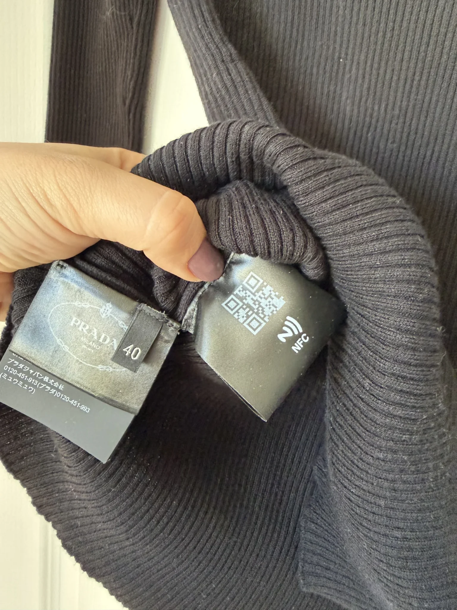 Image for Prada black ribbed jumper for women, size 40