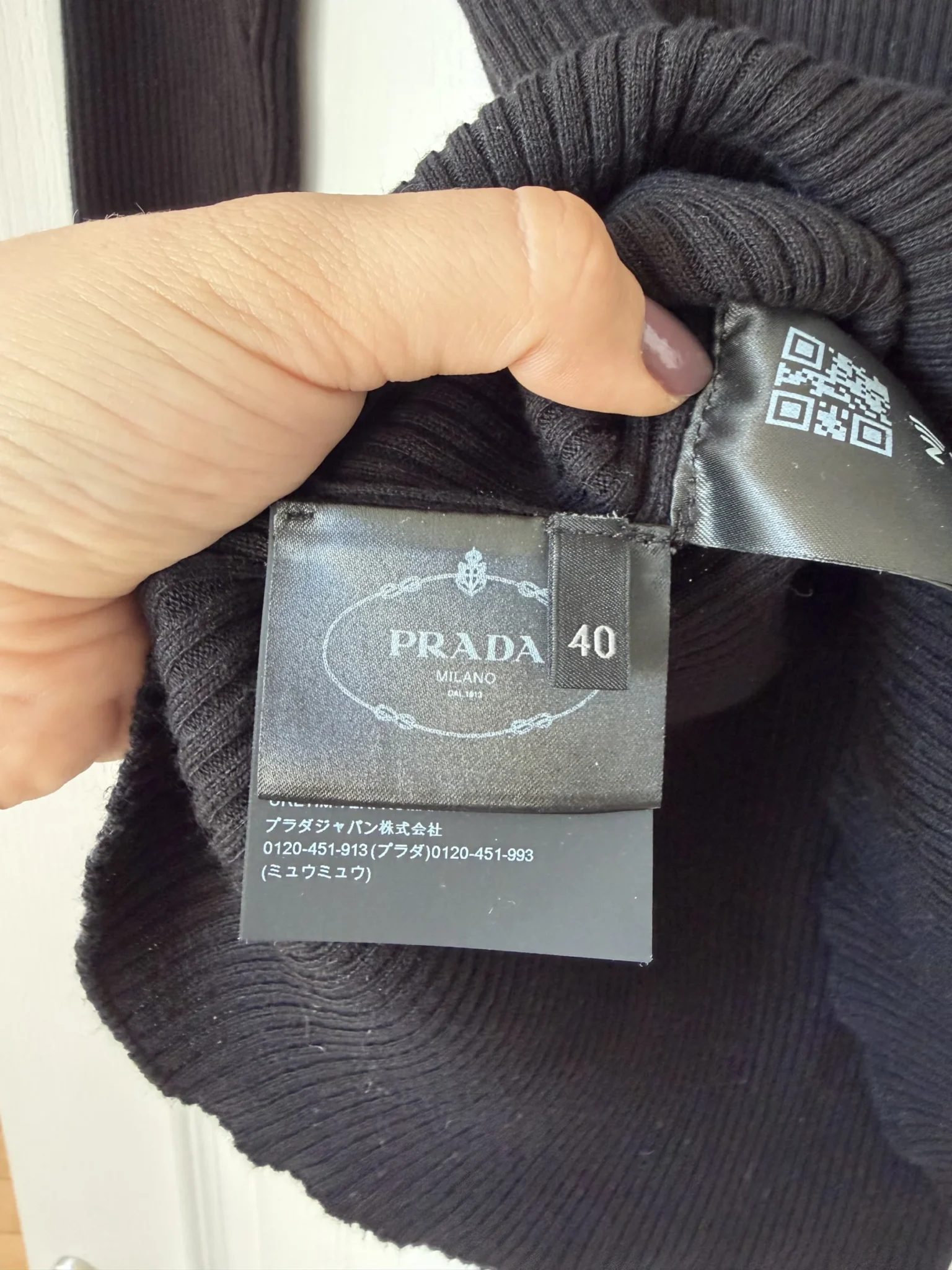 Image for Prada black ribbed jumper for women, size 40
