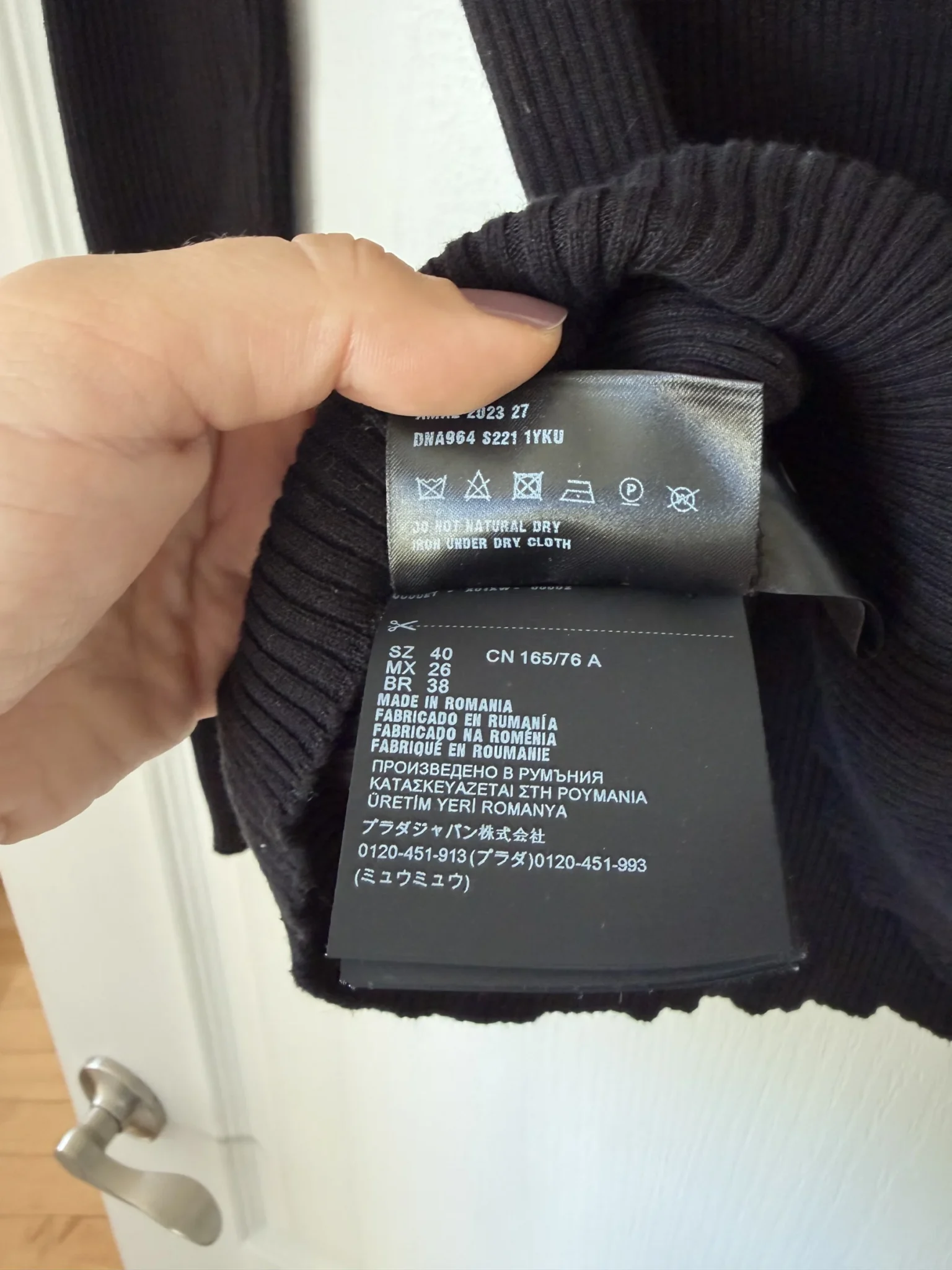 Image for Prada black ribbed jumper for women, size 40