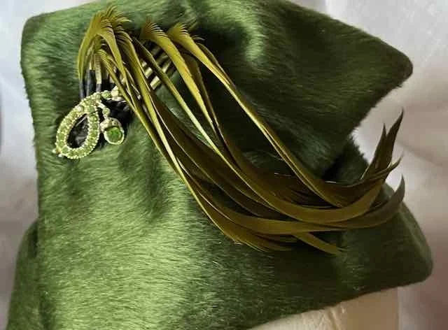 Image for Chapeau de feutre brossé, vert avec aigrette – très chic / VINTAGE