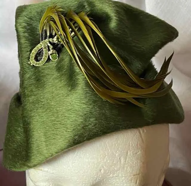 Image for Chapeau de feutre brossé, vert avec aigrette – très chic / VINTAGE
