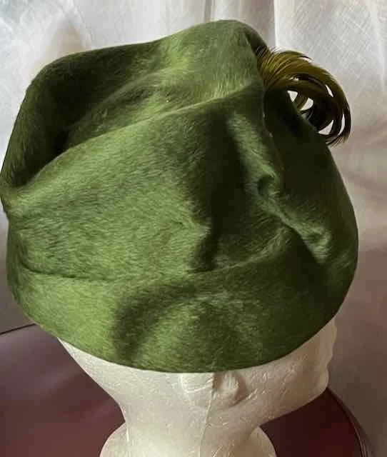 Image for Chapeau de feutre brossé, vert avec aigrette – très chic / VINTAGE